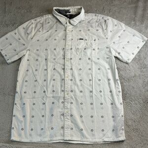 Volcom Men's White With Black Detail Button Down Short Sleeve Size XL